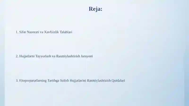 Fitopreparatlarni reglament hujjatlarini rasmiylashtirish qoidalari 2