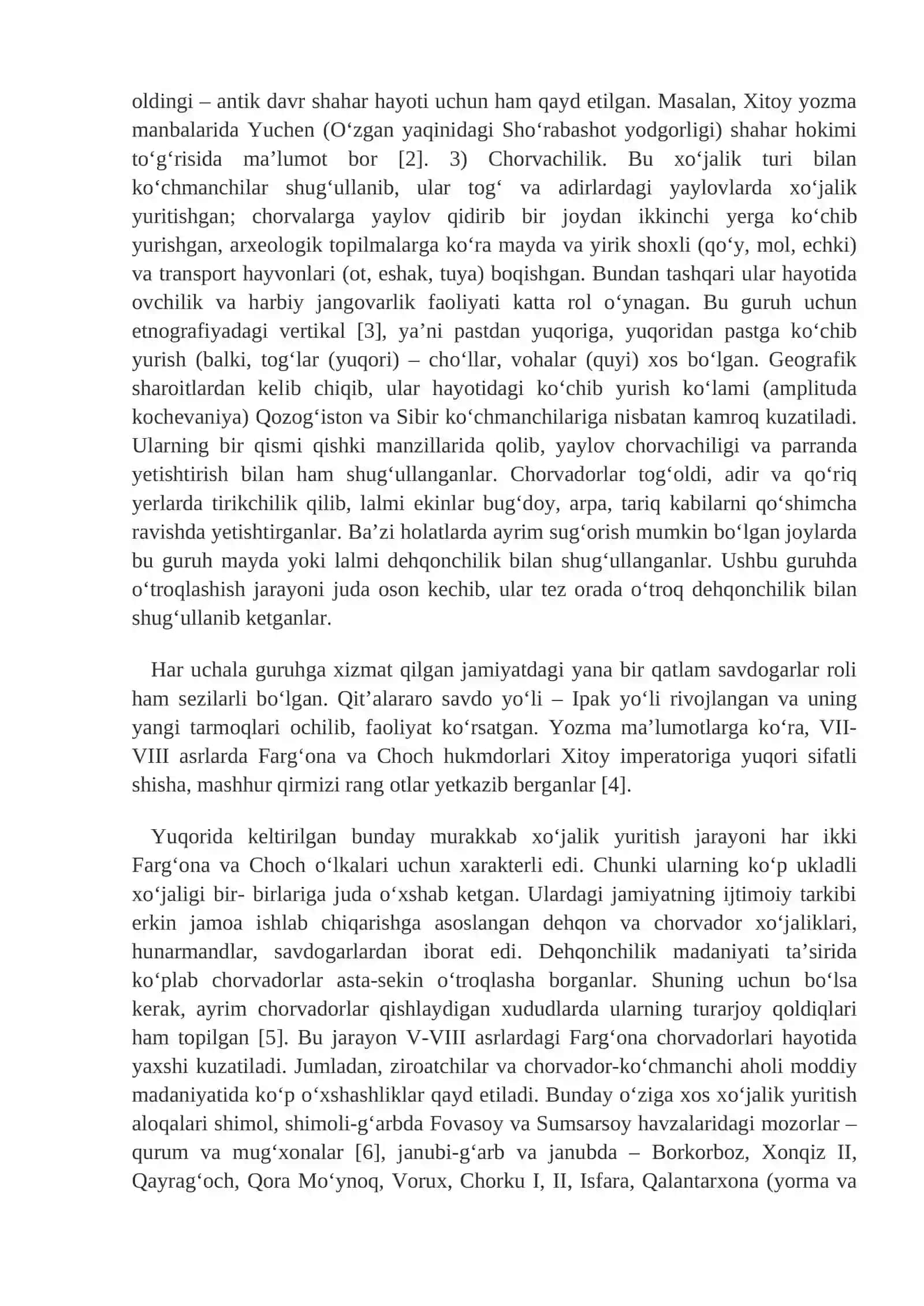 Farg‘ona va Choch ilk o‘rta asrlarda: ijtimoiy-iqtisodiy rivojlanish an’analari 2