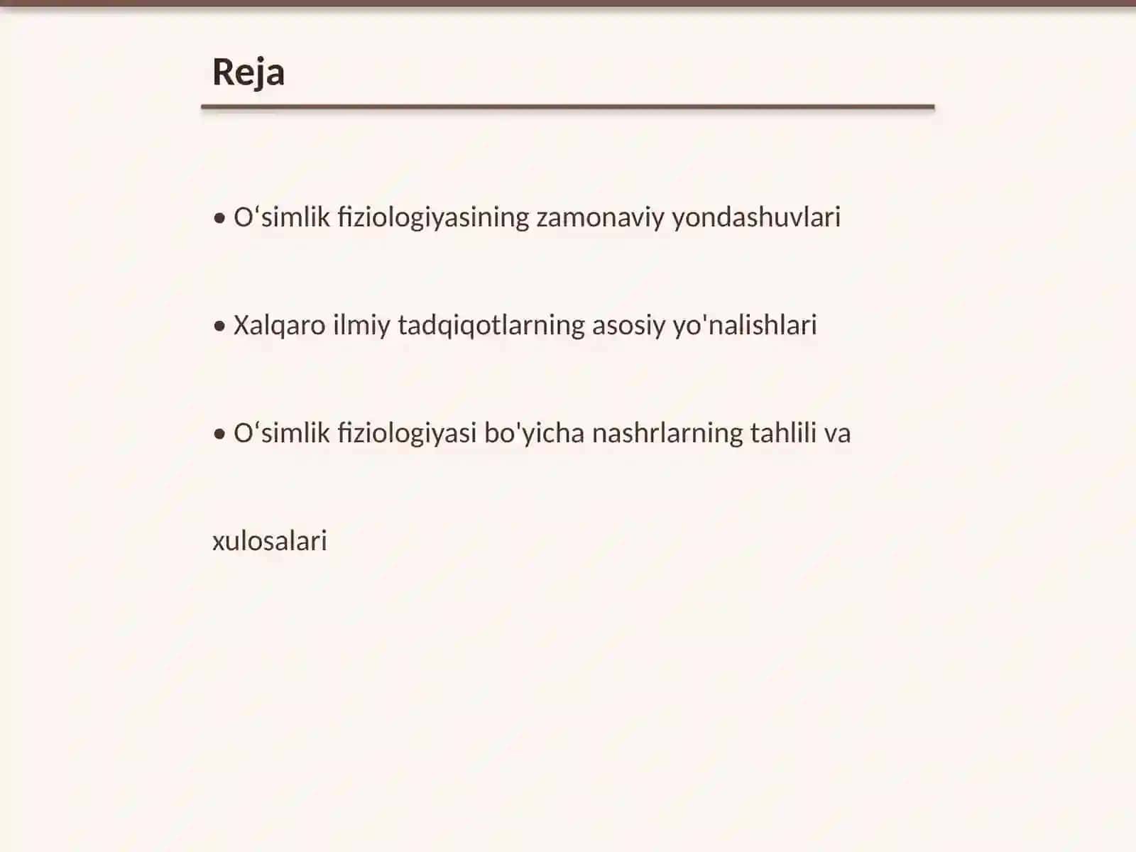 Oʻsimlik fiziologiyasi yuzasidan chet el ilmiy tadqiqotlar va ular haqida ilmiy maqolalarni tahlil etish 2