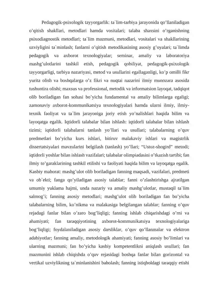 PEDAGOGIK KOMPETENTLIKNI SHAKLLANTIRISHDA PEDAGOGIK DASTURIY VOSITALARNING AMALIYOTGA TADBIG`I 2