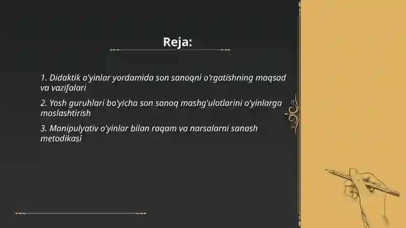 Maktabgacha ta'lim tashkilatlarida didaktik o'yinlar orqali son sanoq haqida mashg'ulotlarni tashkil etish 2