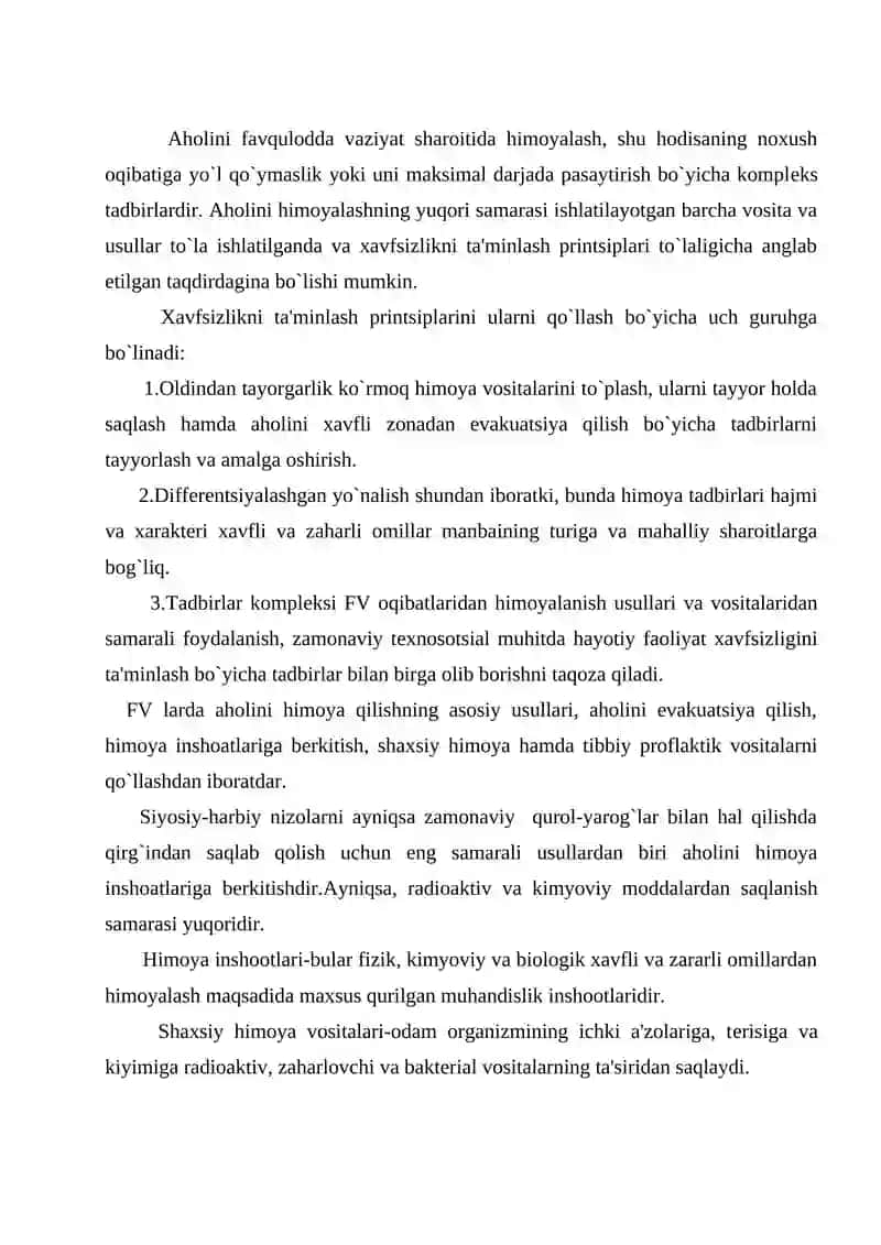 Favqulodda vaziyat sharoitida aholini himoyalash 2