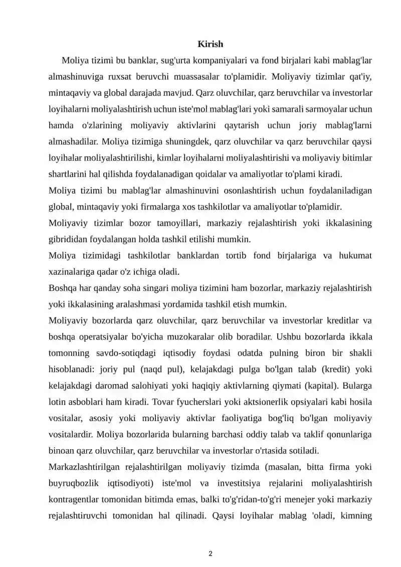Moliya Tizimi 2