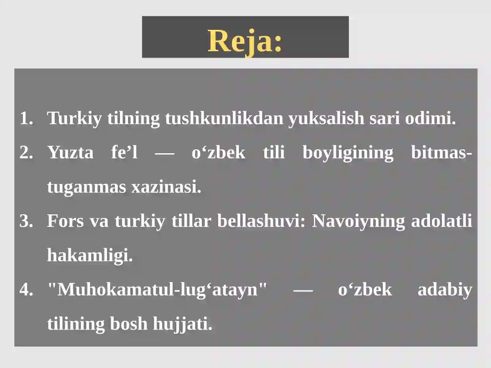 Navoiyning "Muhokamatul - lug'atayn" asarining o'zbek adabiy tili taraqqiyotida tutgan o'rni 2