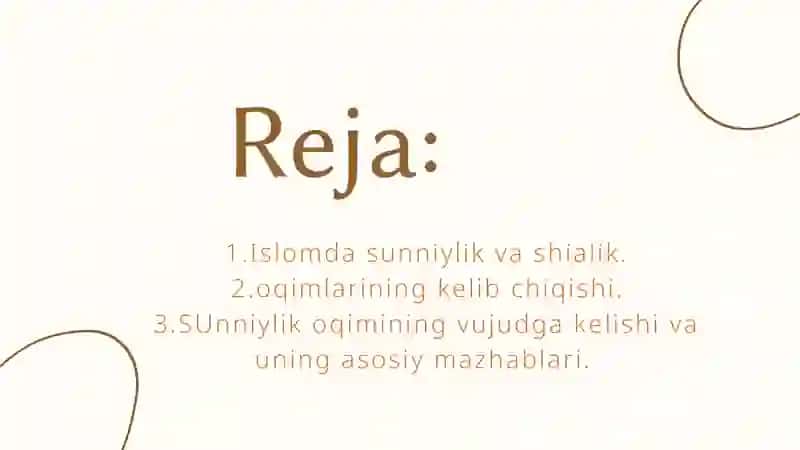ISLOM DININING ASOSIY YO'NALISHLARI 2