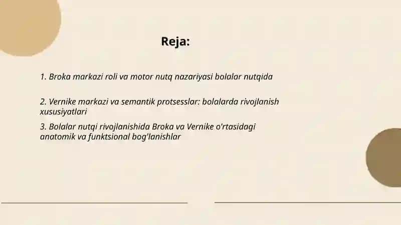 Bolalar nutqining rivojlanishida neyropsixologil mexanizmlar: Broka va Vernike markazlari faoliyat 2