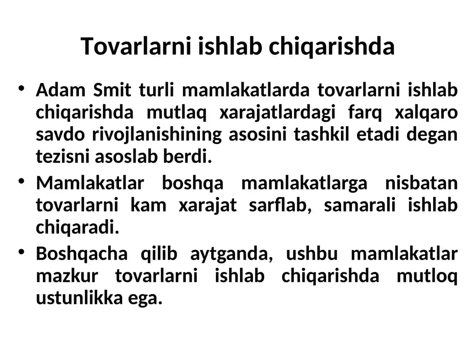 Tovarlarni ishlab chiqarishda 2
