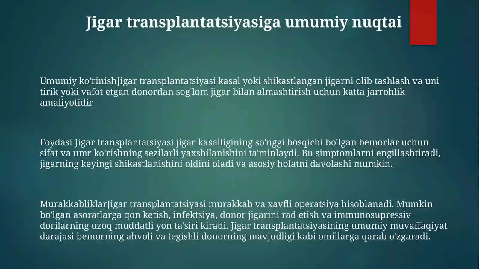 Jigar Transplantatssiyasi 2