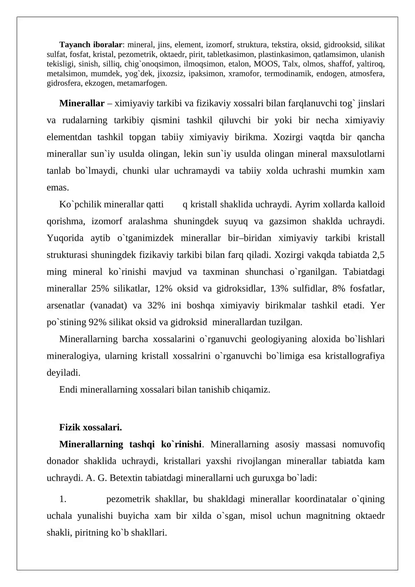 Minerallar va ularning xossalari 2