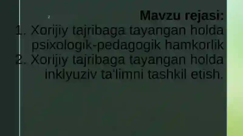 Xorijiy tajribaga tayangan holda psixologik-pedagogik hamkorlikni va inklyuziv ta'limni tashkil etish 2