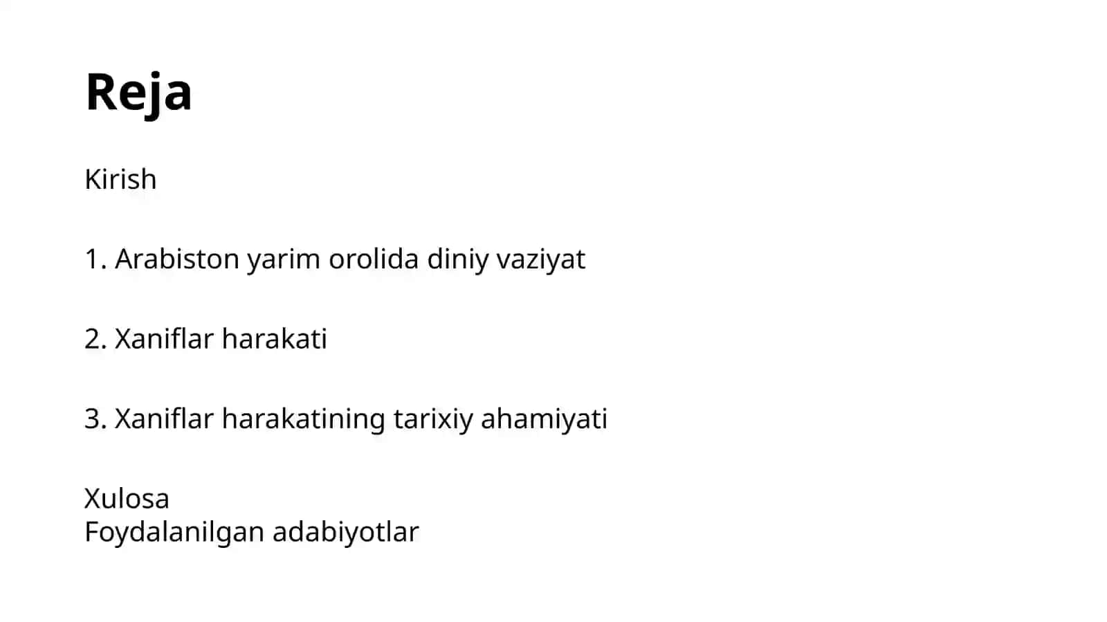 Xaniflar harakati. Arabiston yarim orolidagi diniy manzara 2