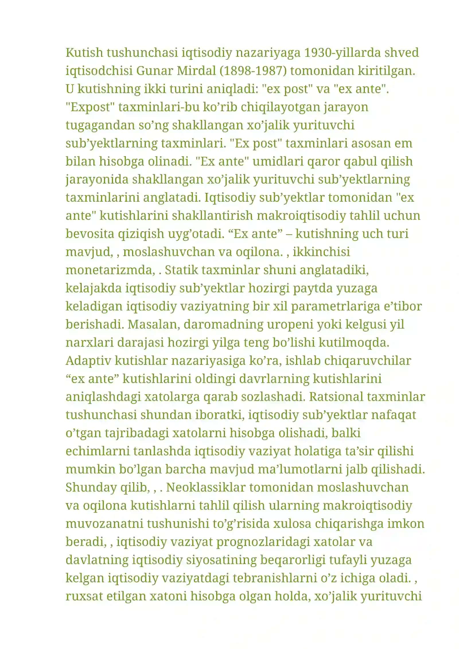 Kutishlarning iqtisodiyotga ta’sir 2