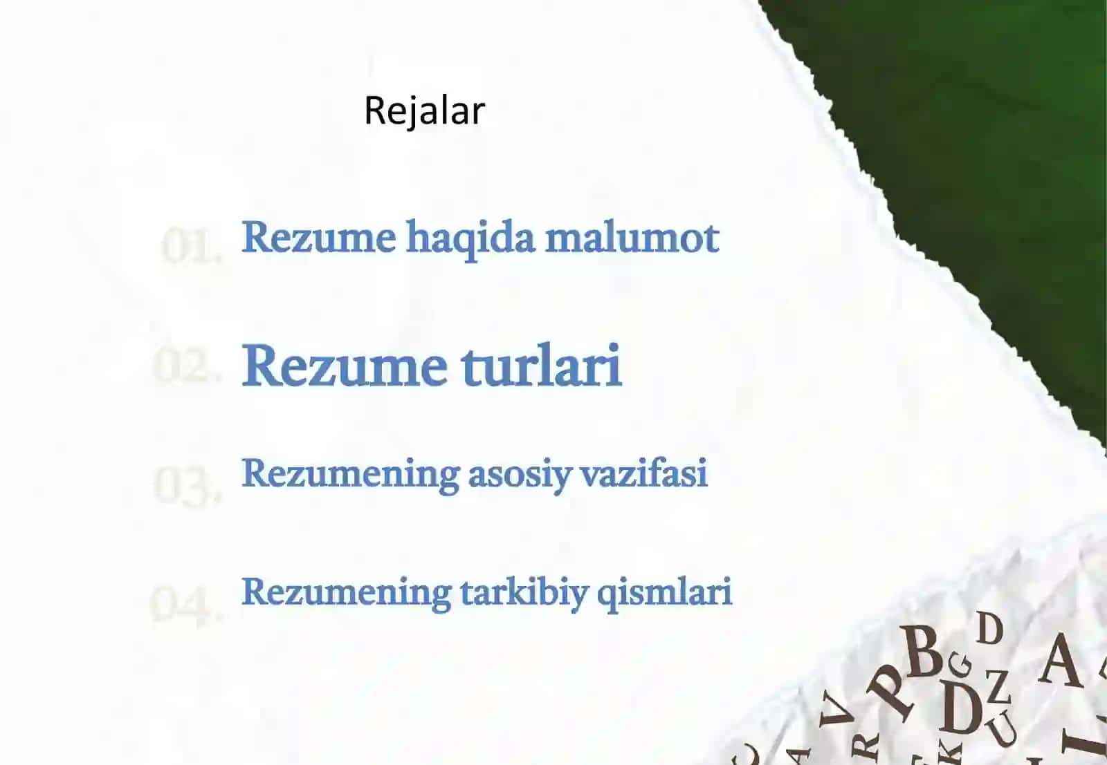 Rezume va uning turlari 2