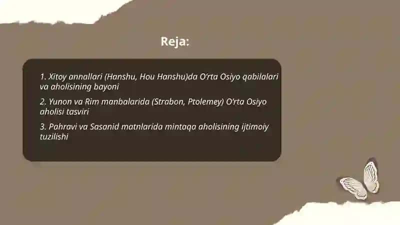 Oʻrto osiyo qadimgi davr aholisining yozma manbalardagi bayoni 2