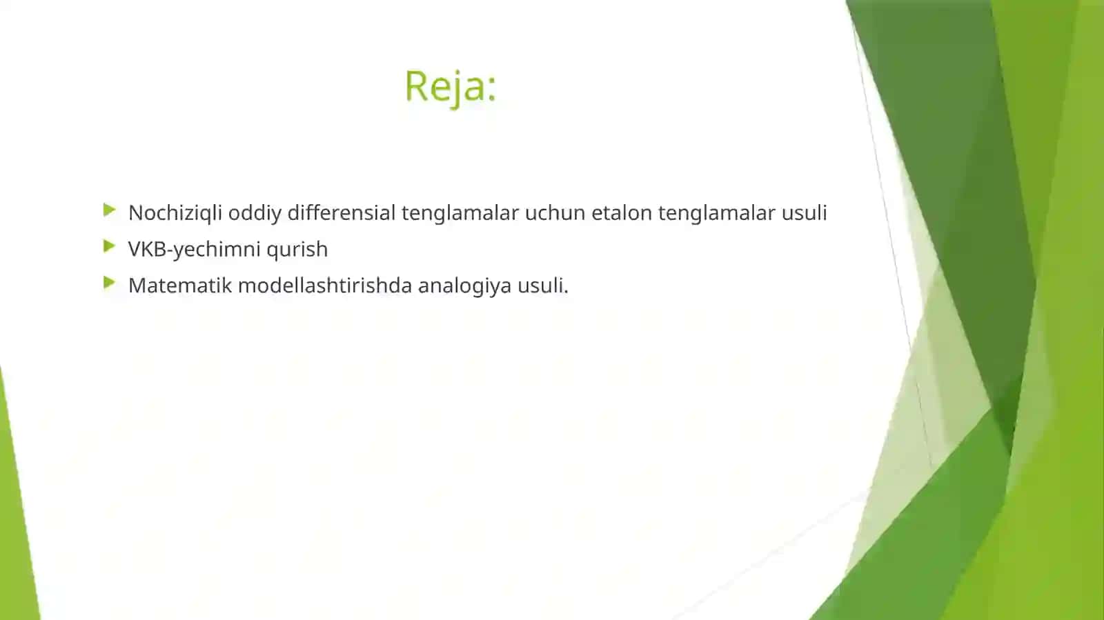 Matematik modeli xusilali differensial tenglamalar 2