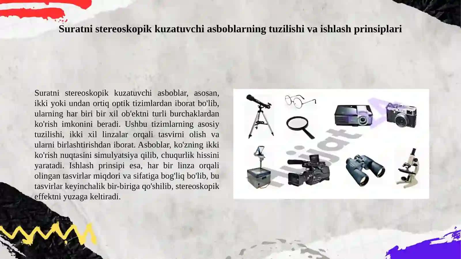 Suratni steroskopik kuzatuvchi va oʻlchovchi asboblar1 2