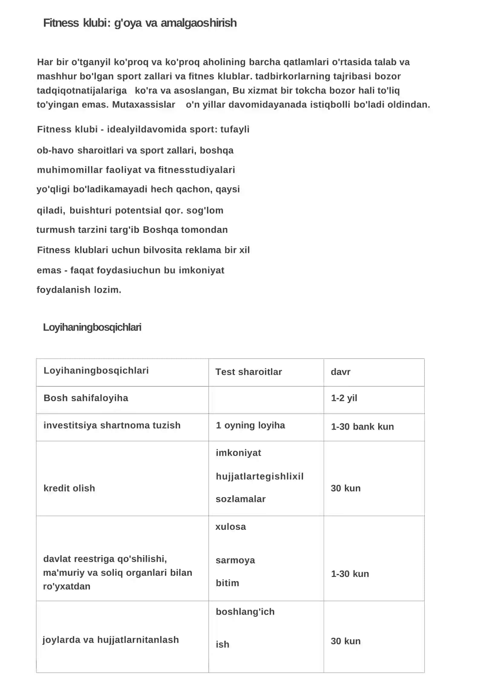 Fitness klubi: g'oya va amalgaoshirish 2
