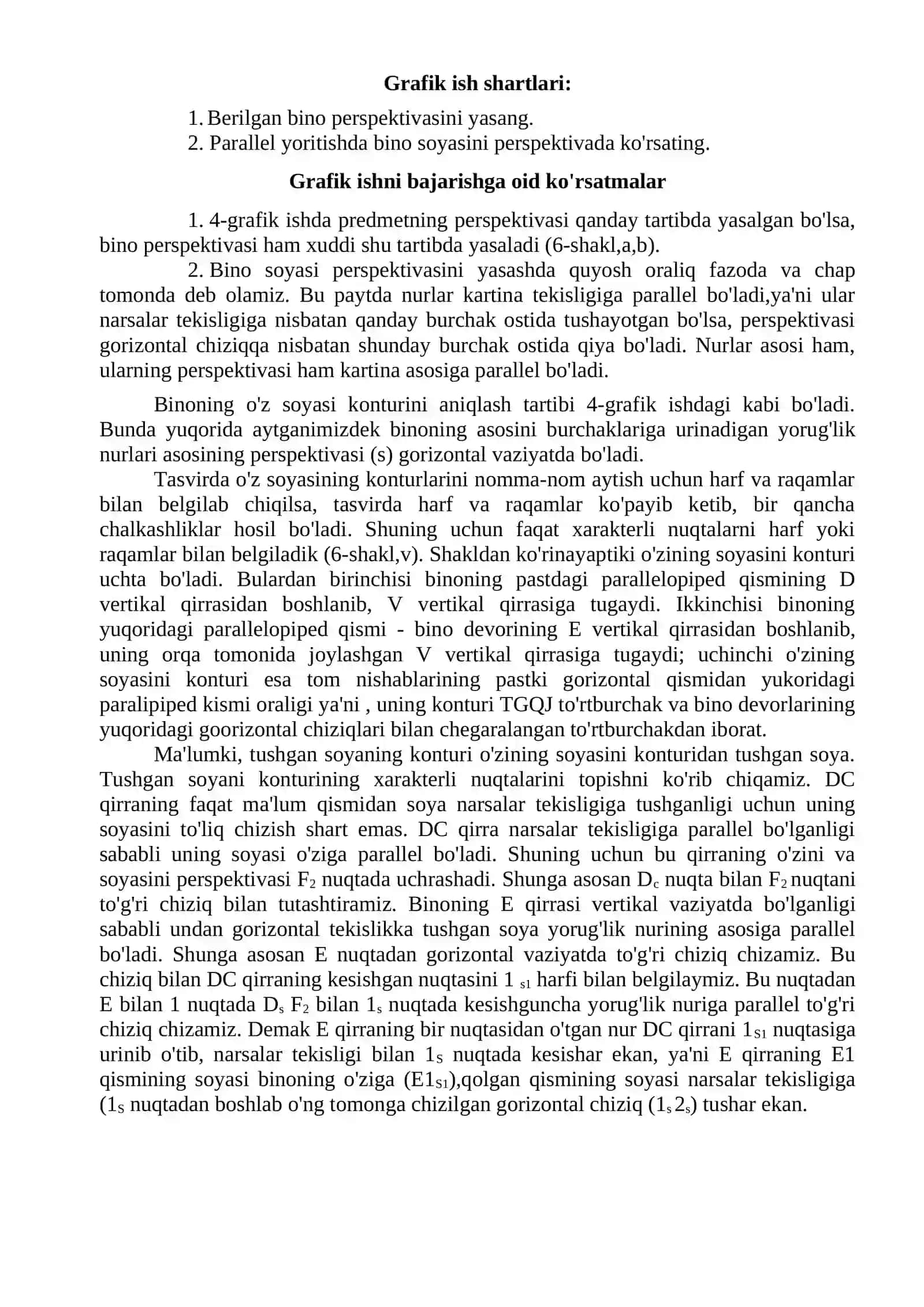 Perspektivada predmet soyalarini qurish — Grafik ish va amaliy topshiriq 2