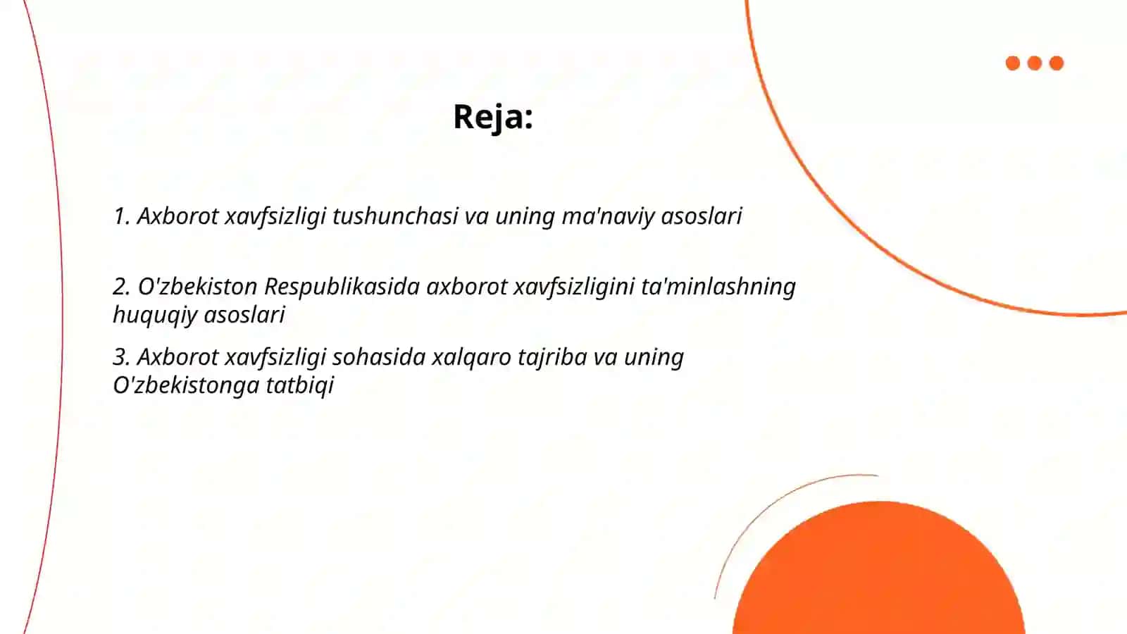 O‘zbekistonda axborot xavfsizligining ma‘naviy va huquqiy asoslari 2