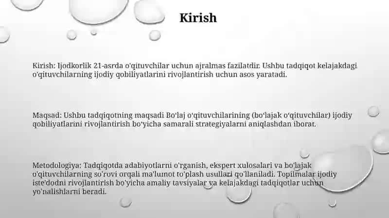 Boʻlajak Oʻqituvchilarning Kreativ Qobiliyatini Rivojlantirish 2