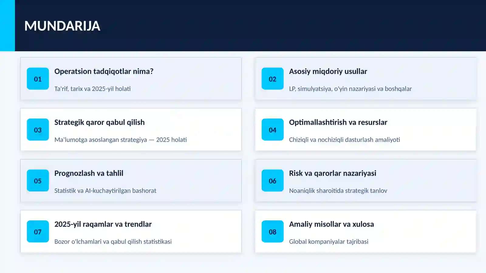Miqdoriy (Operatsion Tadqiqotlar) Usullarining Strategik Menejmentdagi Ahamiyati 2