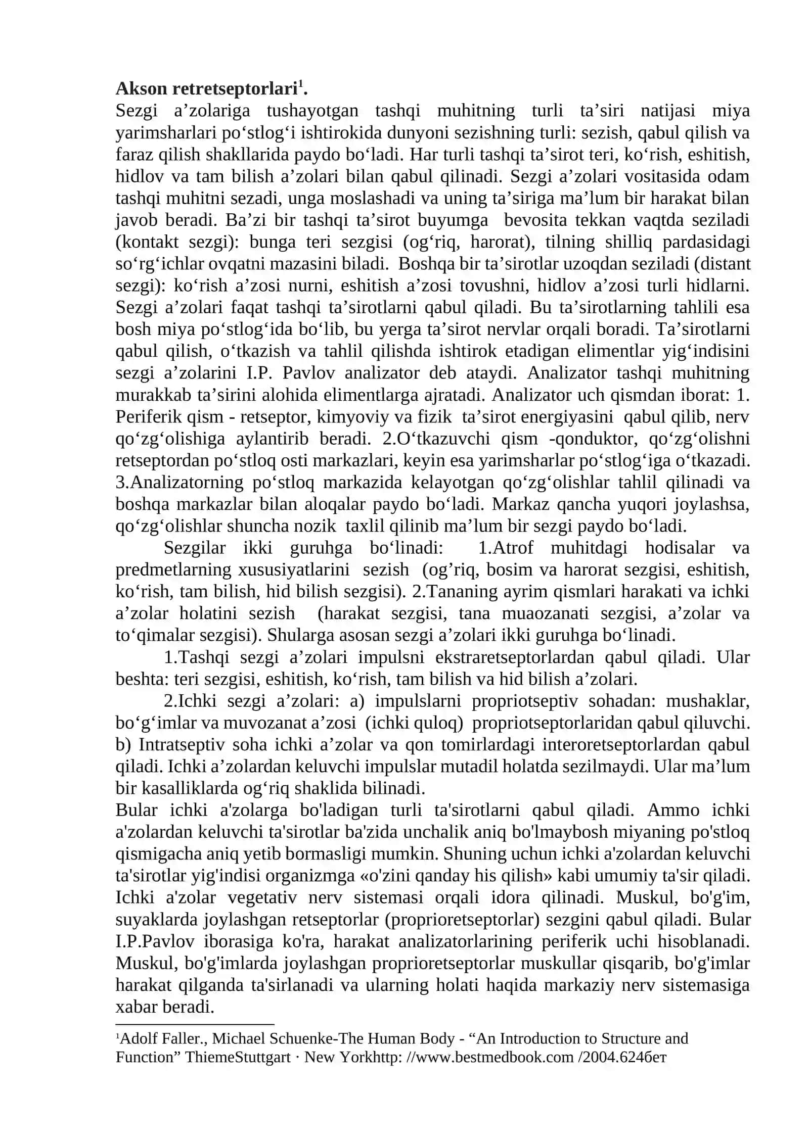 SEZGI A'ZOLARI– ANALIZATORLAR. KO'RISH ANALIZATORI 2