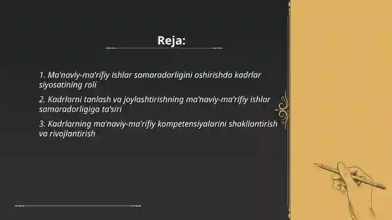 Ma'naviy - ma'rifiy ishlar samaradorligini oshirishda kadrlarni örni 2