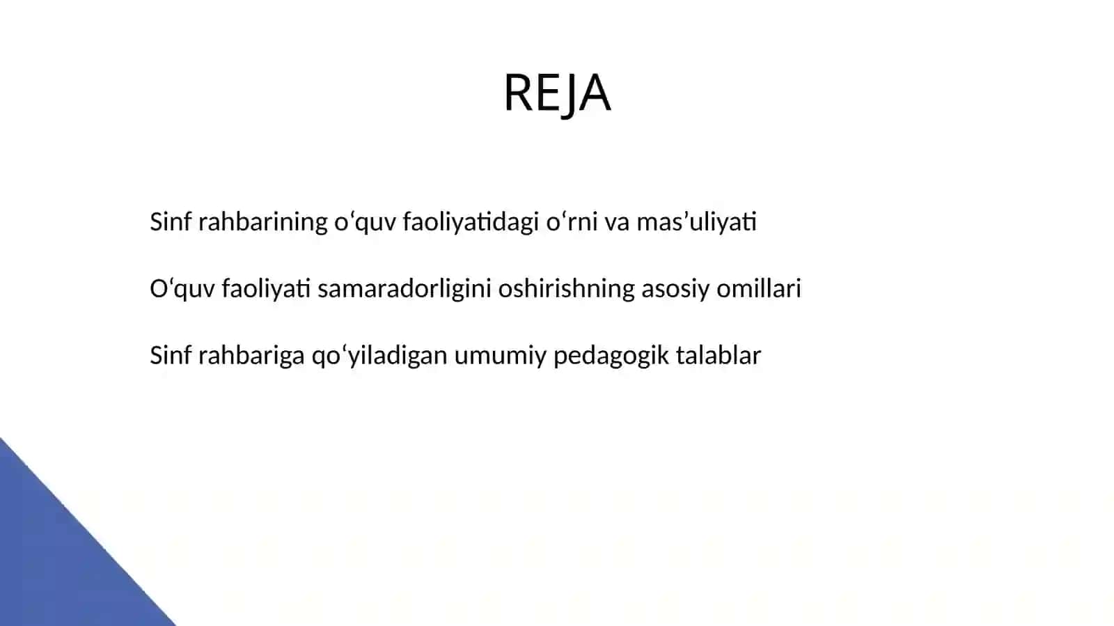 Sinfrahbarining o'quv faoliyati samaradorligini oshirishga qo'yilgan talablar 2