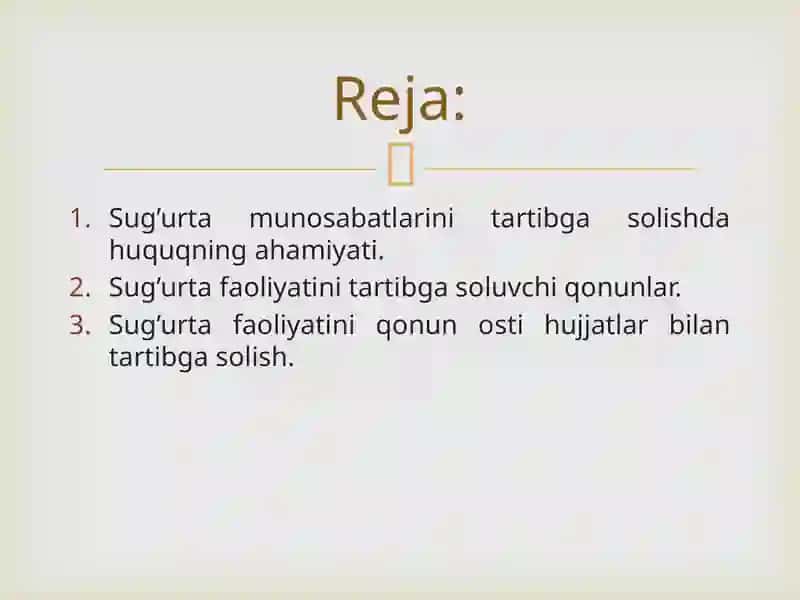 Sug'urta faoliyatini amalga oshirishning huquqiy asoslari 2
