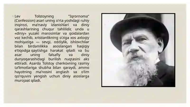 Lev Tolstoyning “Iqrornoma” asaridagi diniy eʼtiqodlarni tahlil etish 2