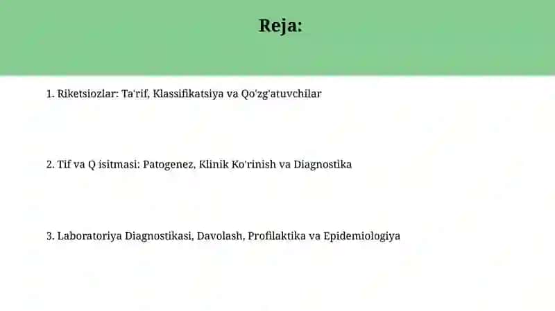 Riketsiozlar: toshmali tif, Ku- isitmasi qo'zgatuvchilarining xarakteristikasi va diagnostikasi 2