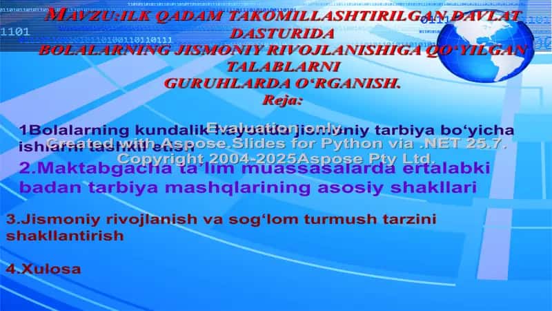 Ilk Qadam Davlat Dasturida Bolalar Jismoniy Tarbiyani Organish 2