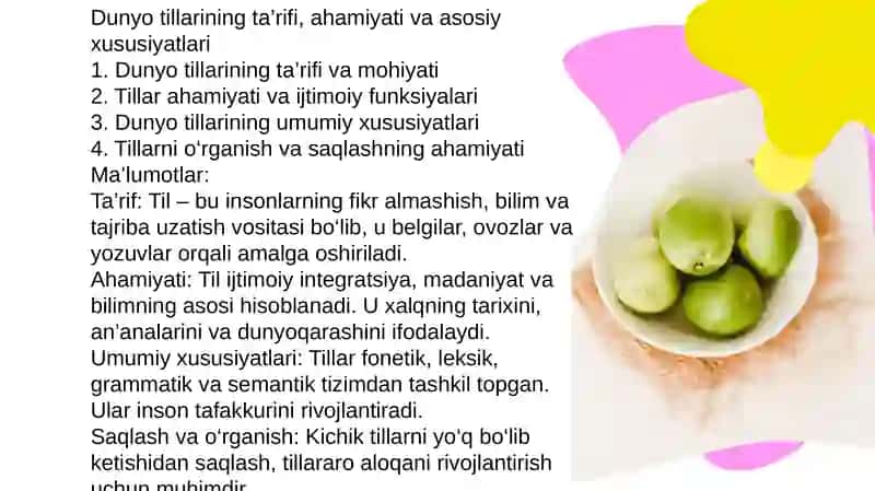 Dunyo tillarining ta’rifi va ahamiyati 2