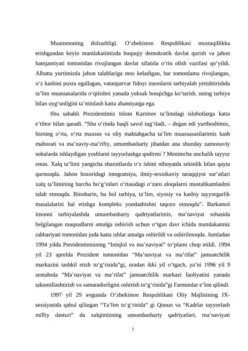 MAKTABGACHA TA’LIM YOSHIDAGI BOLALARNI UMUMINSONIY QADRIYATLAR ASOSIDA TARBIYALASHNING PEDAGOGIK-PSIXOLOGIK ASPEKTLARI 2