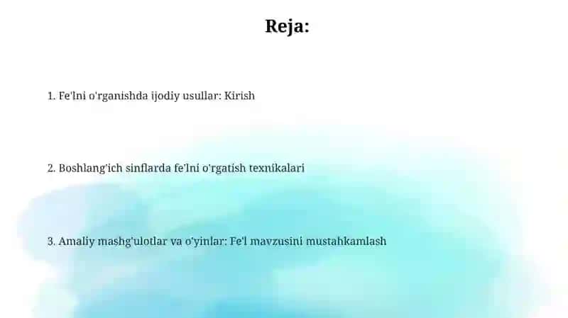 Boshlang‘ich sinflarda fe‘l so‘z turkumini o‘rganishda kreativ metod va usullar 2