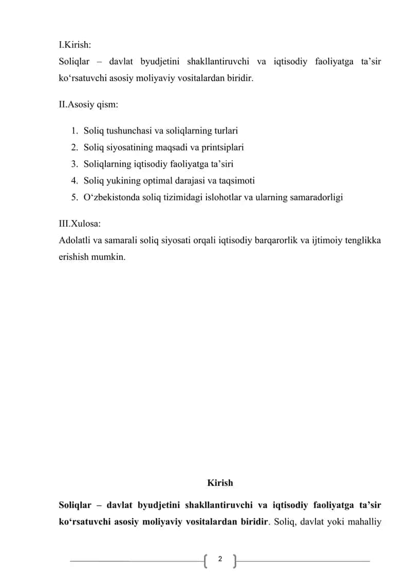 Soliqlar va Ularning Bozor Iqtisodiyotidagi Vazifalari 2