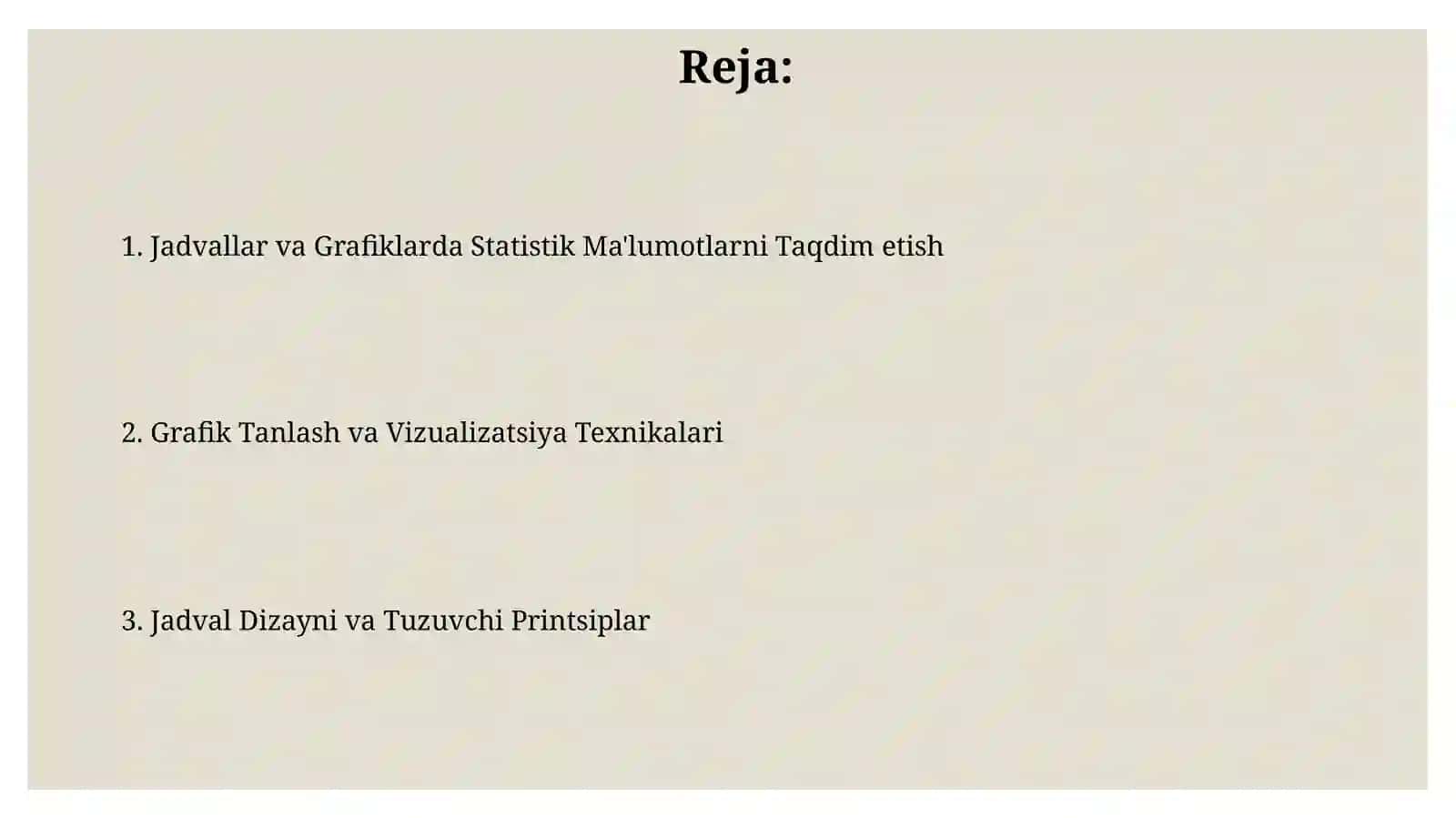 Statistik ma'lumotlarni jadval va grafiklarda tasvirlash 2
