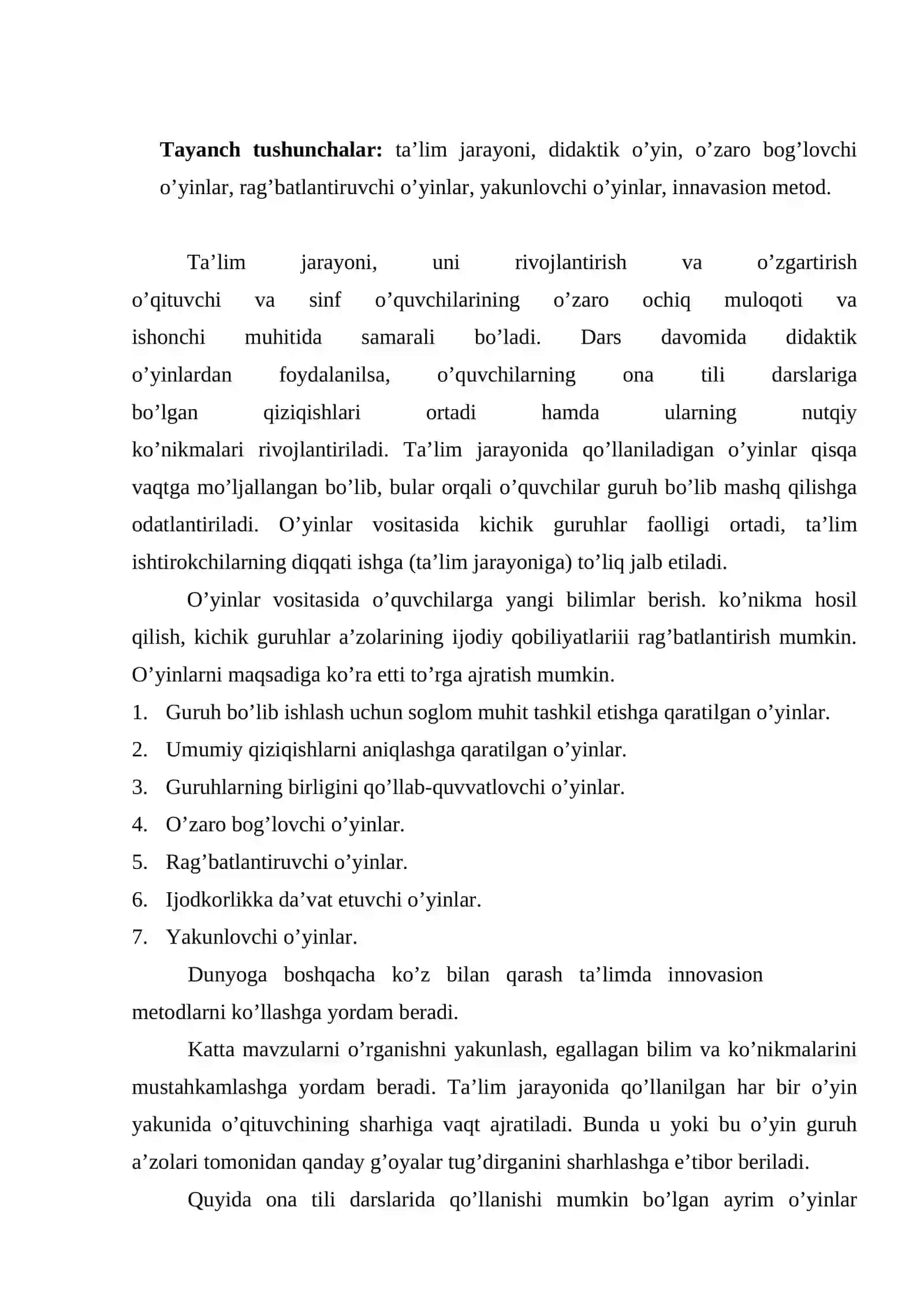 Ona tili ta’limi jarayonida qo’llaniladigan didaktik o’yinlar 2