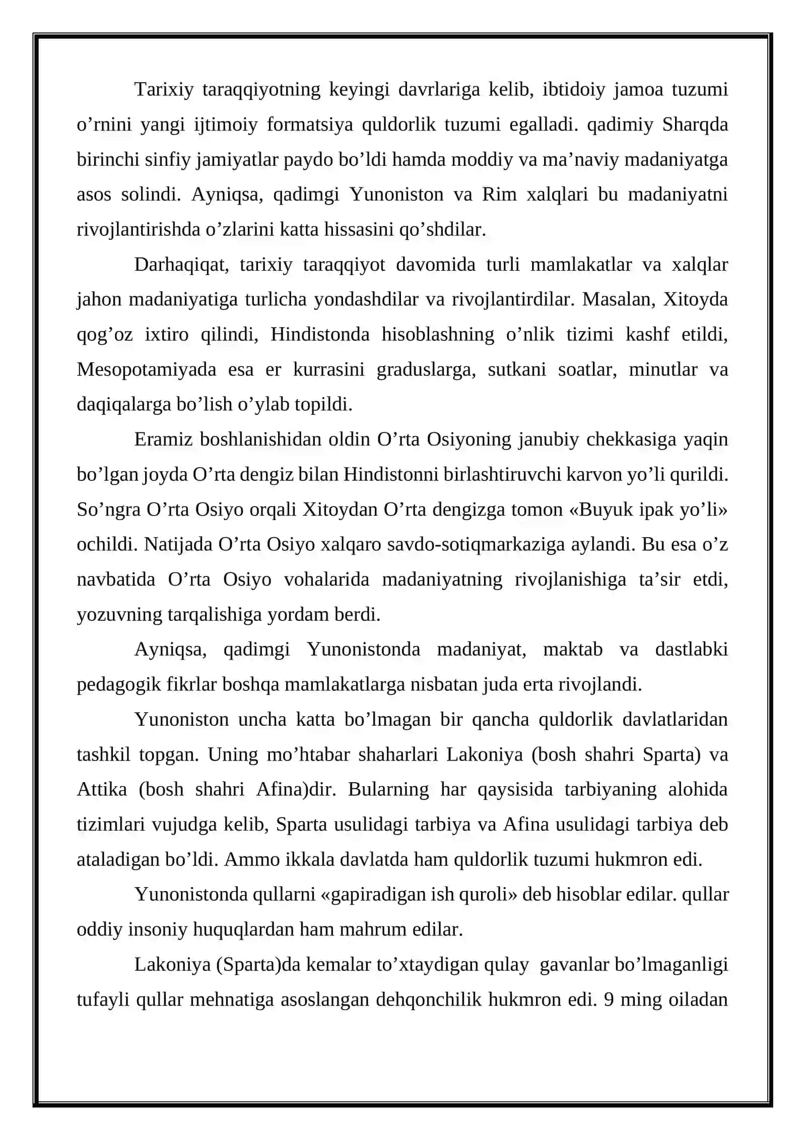 Eng qadimgi davlardan XIX asr birinchi yarmigacha Jahon pedagogikasi 2