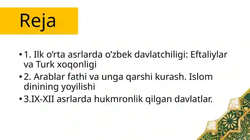 O‘zbek davlatchiligining shakllanishi va taraqqiyot bosqichlari 2