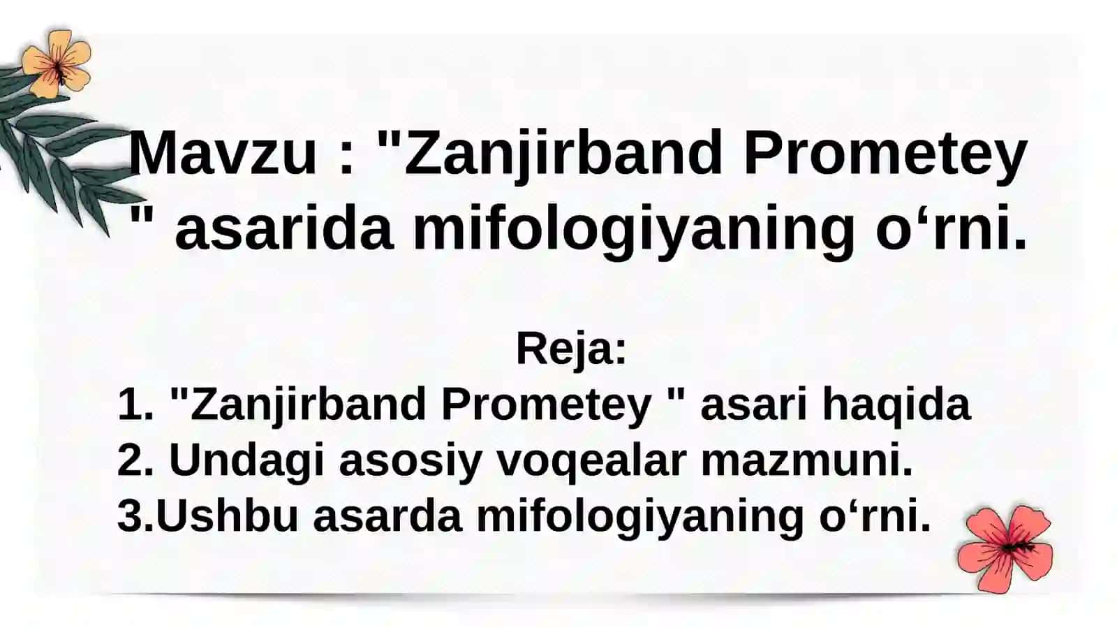 "Zanjirband Prometey" asarida mifologiyaning o‘rni 2