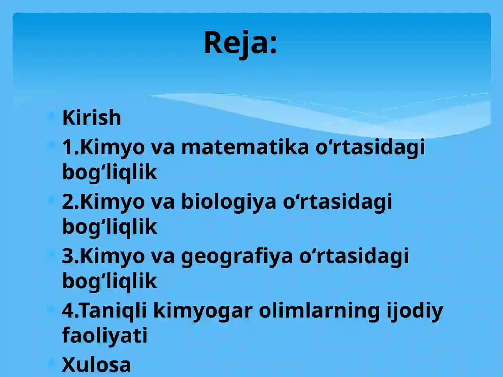 Kimyoning fizika, matematika, biologiya, geografiya bilan fanlararo bog‘liqligi 2