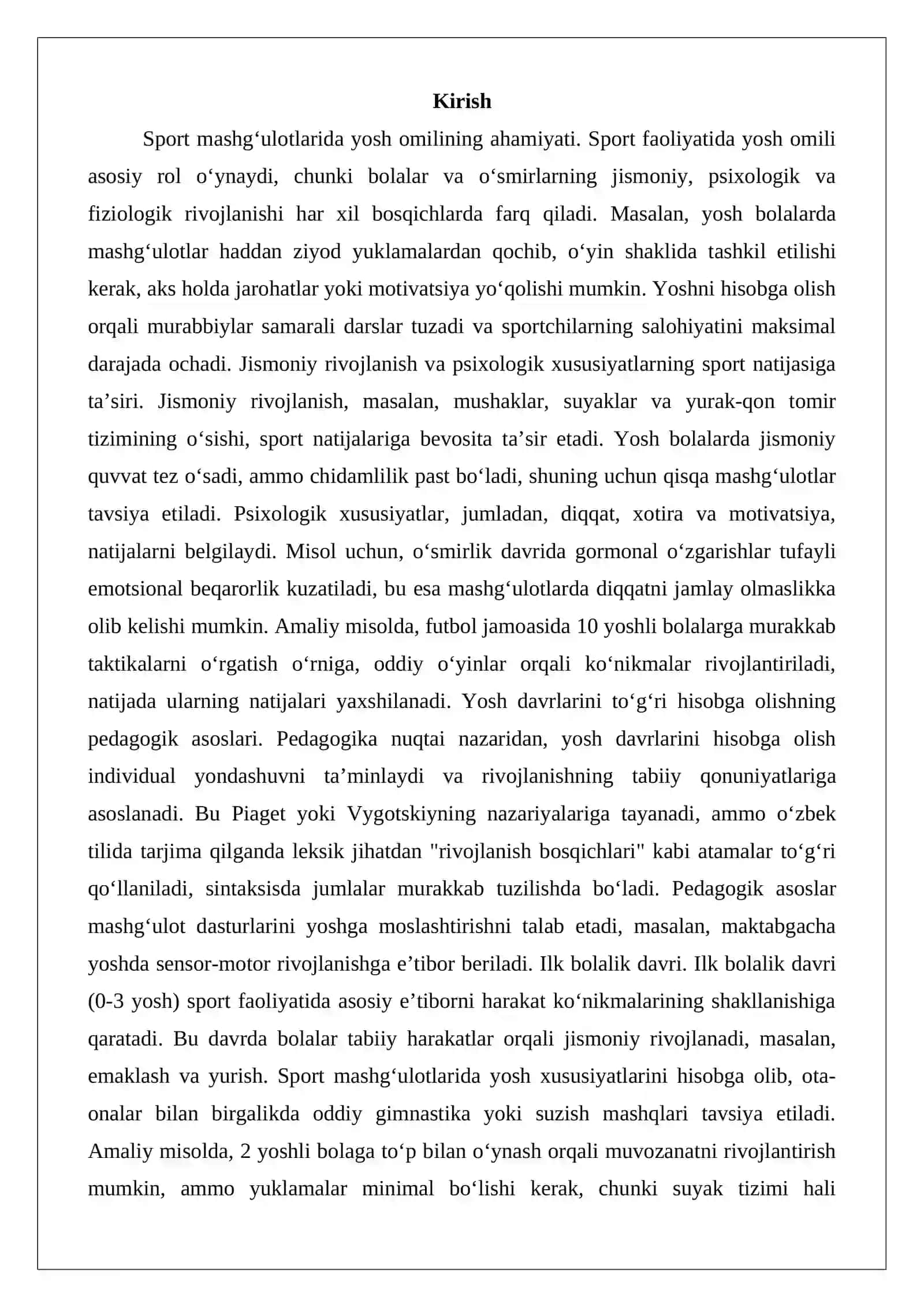 Sport faoliyatida yosh xususiyatlarini hisobga olish 2