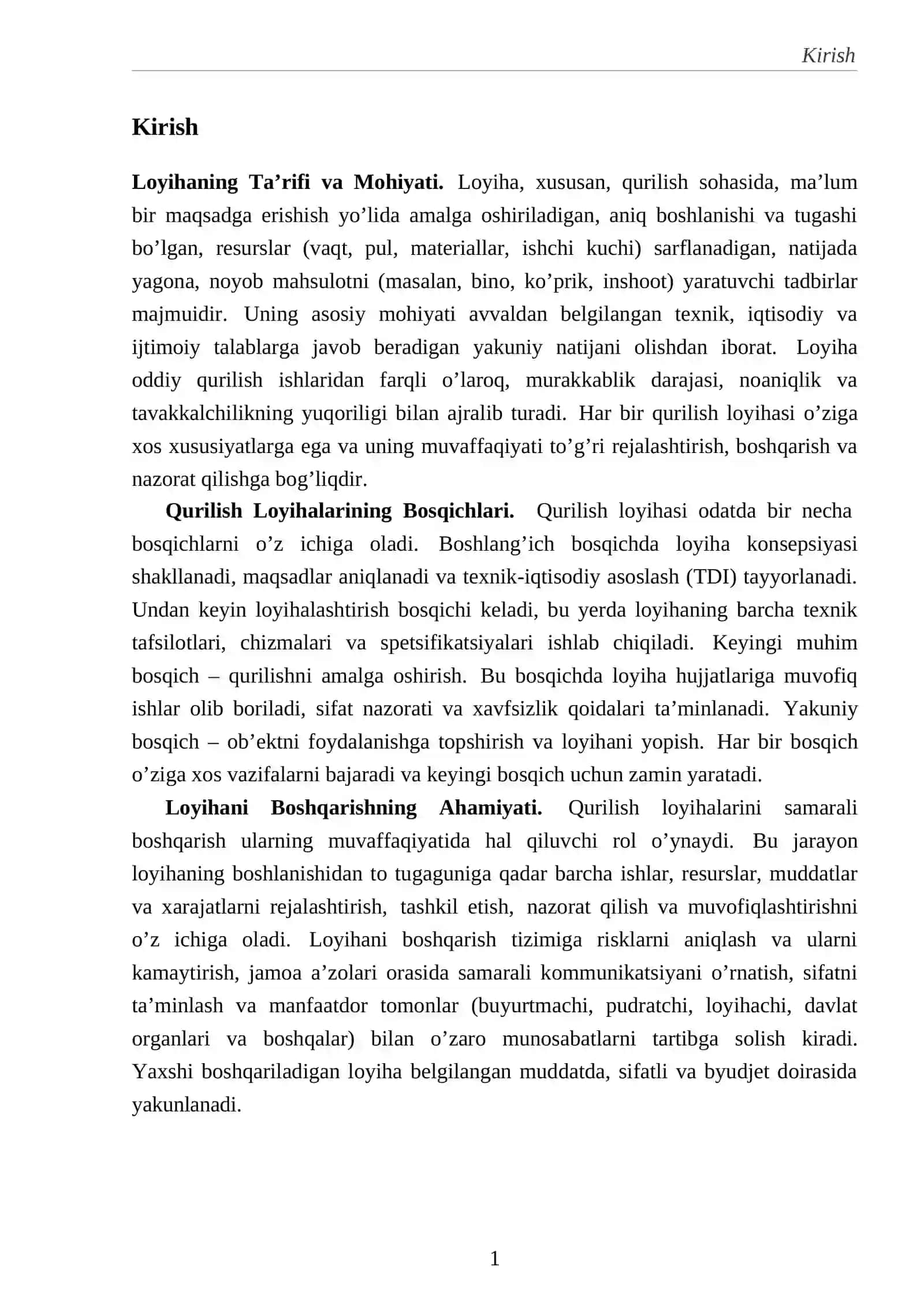Loyiha boshqaruvining Turkumi va ustuvorligi 2