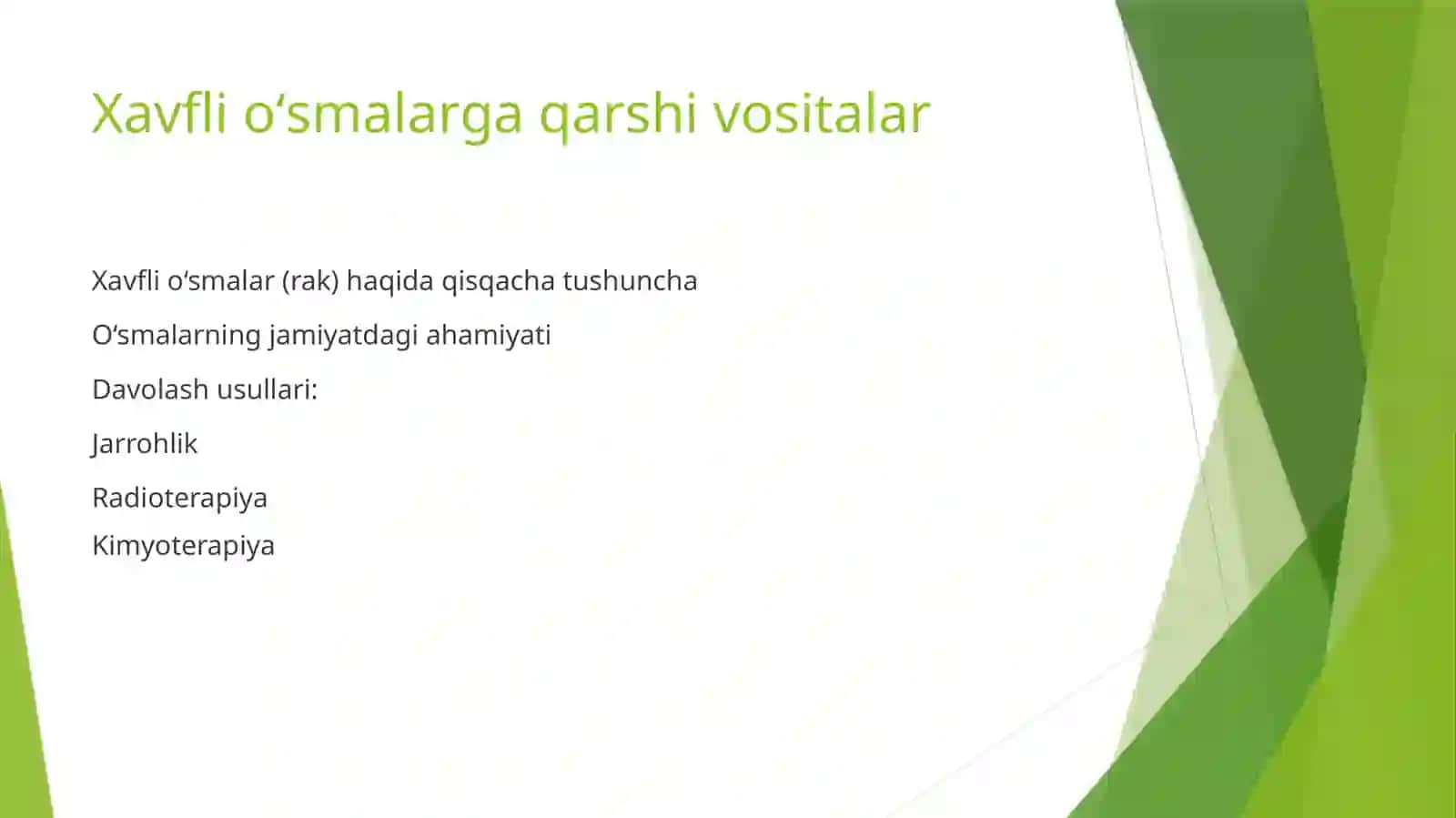 xavfli oʻsmalarga qarshi vositalar farmakologiyasi 2