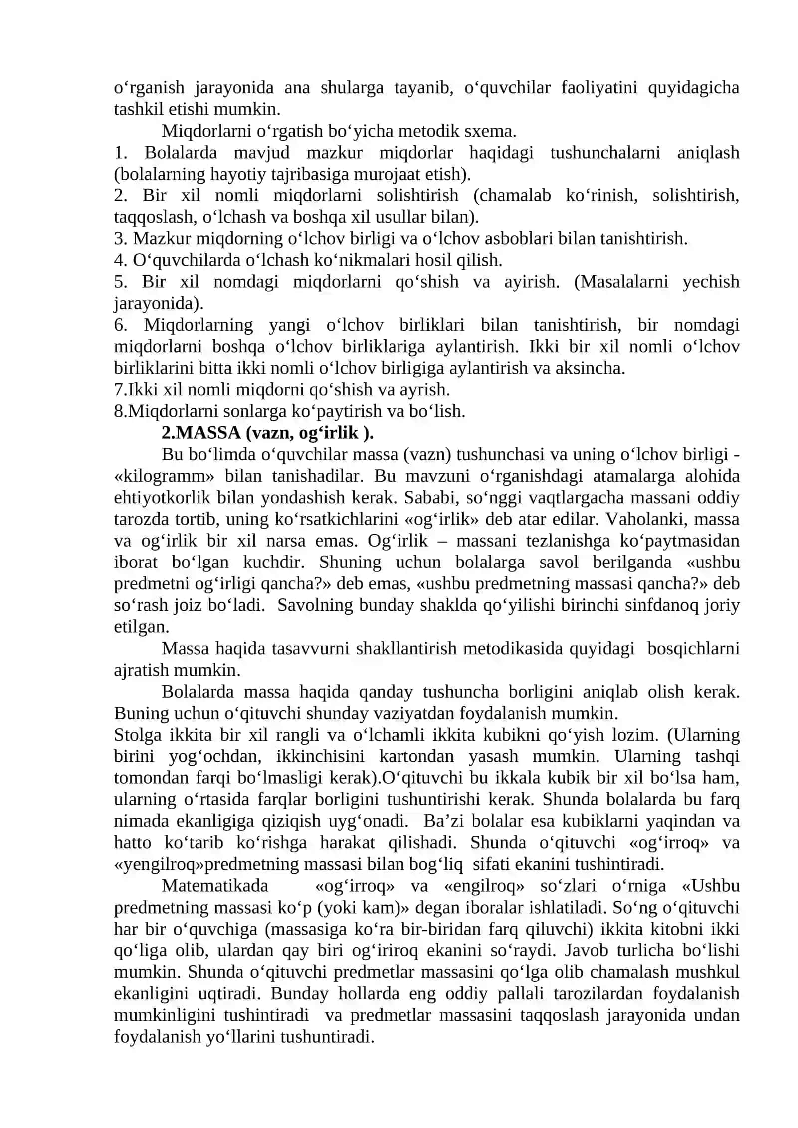Boshlang‘ich sinflarda asosiy miqdorlar va ularni o‘lchov birliklarini o‘rgatish metodikasi 2