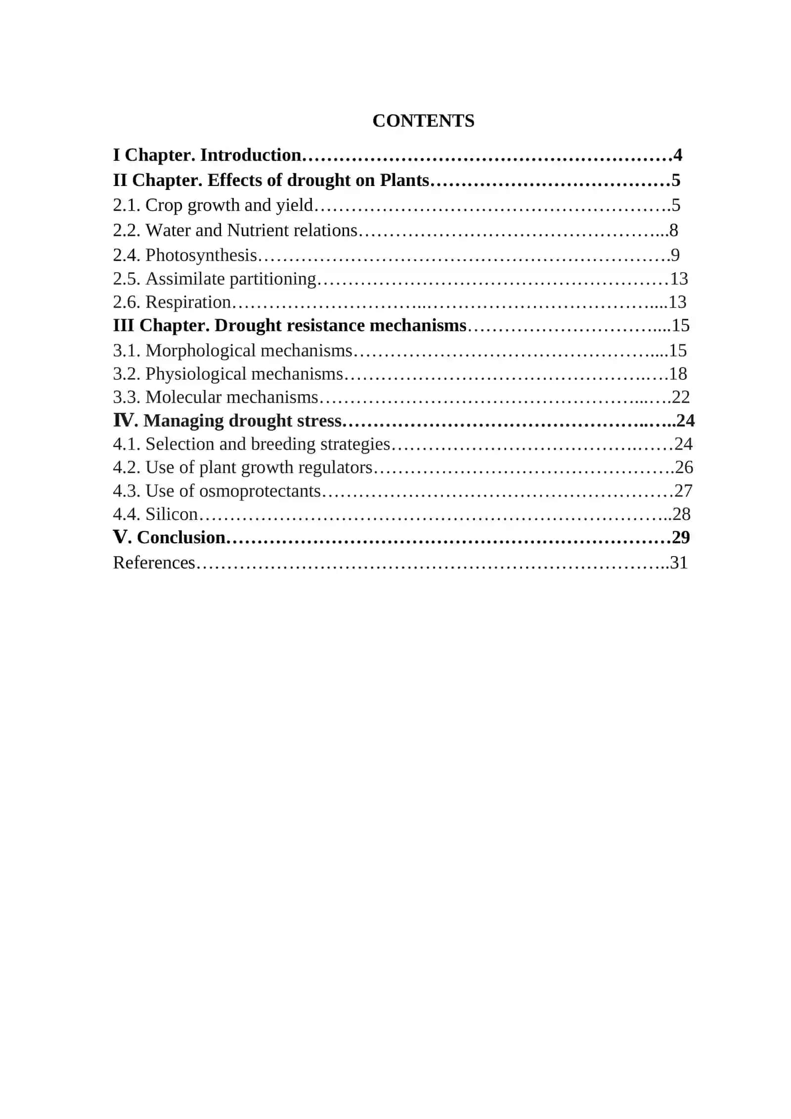 Drought resistance of plants 2