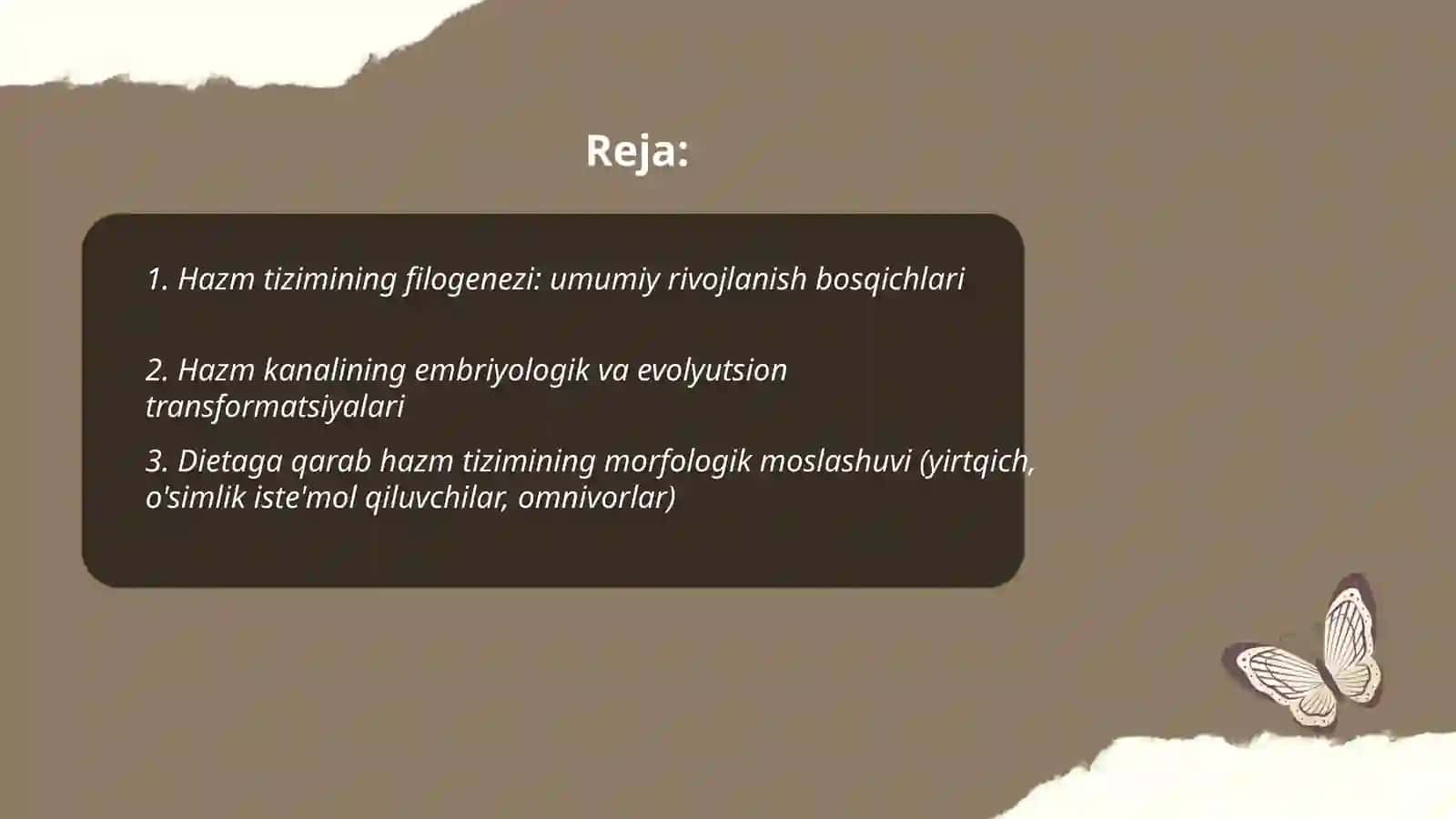 Hazm tizimi filogenezi va buzulishlari 2