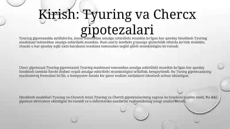 Hisoblash Modellari Tyuring Va Chyorch Tezisi 2