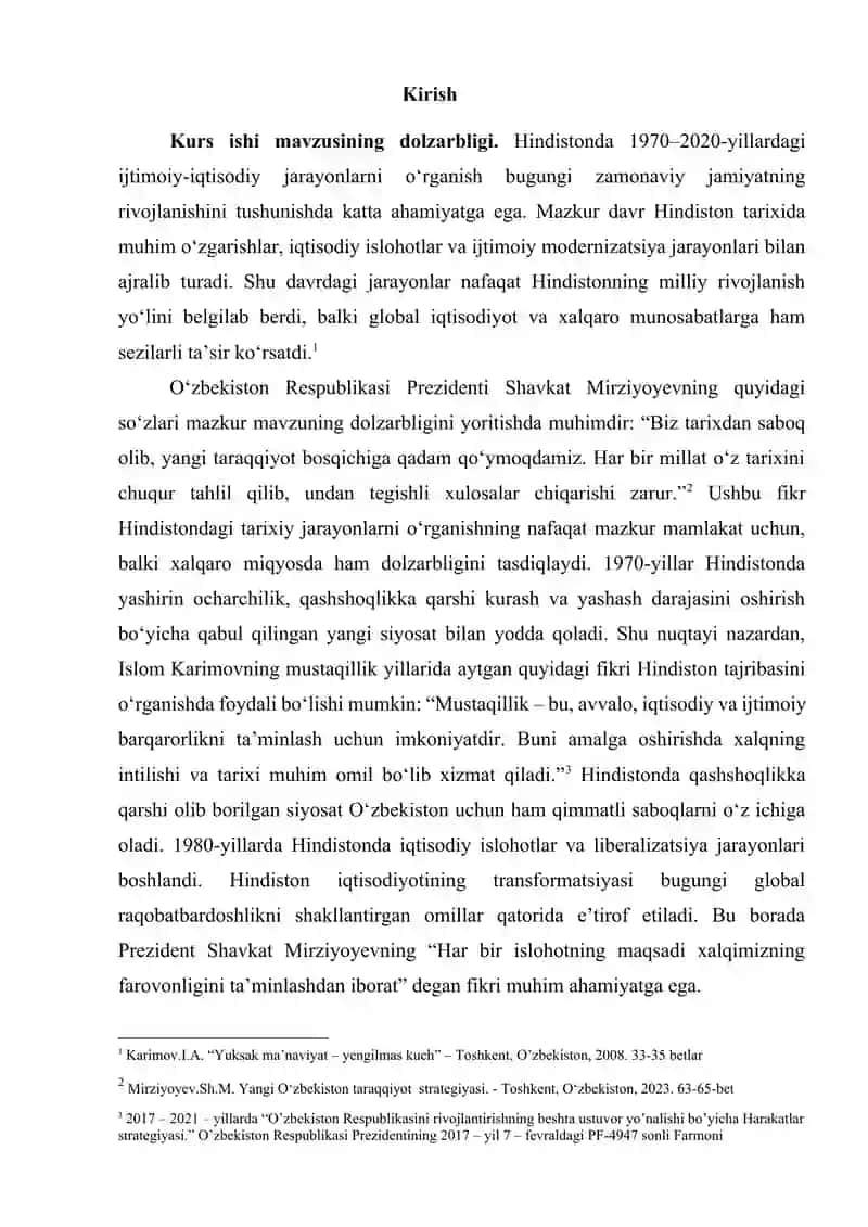 Hindistonda 1970-2020-yillardagi ijtimoiy-iqtisodiy jarayonlar 2